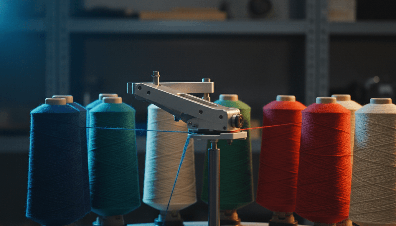 Automatic color-switching mechanism transitioning between yarn feeds